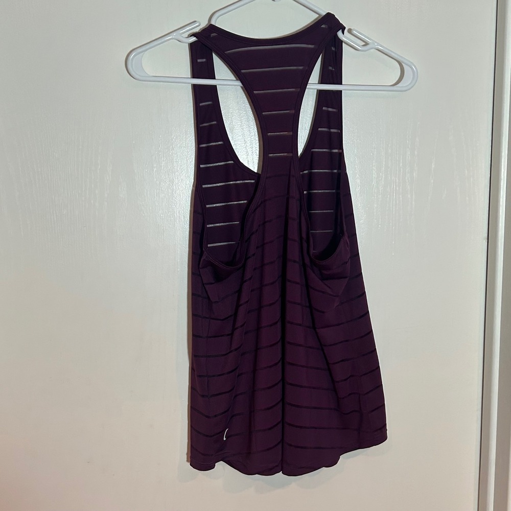 Zyia Active Womens Plum Purple Sheer Mesh Stripe Racerback Tank Top Medium - Picture 5 of 6